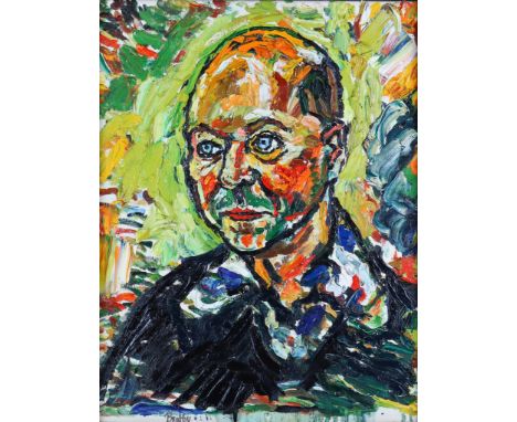 ***John Randall Bratby (1928-1992) - Oil painting - Portrait of Donald Pleasence, signed, canvas 18ins x 14ins, in gilt frame