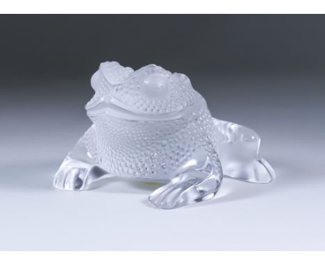 A Lalique "Gregoire" Model of a Toad,  in frosted and clear glass, signed "Lalique France", 3ins high