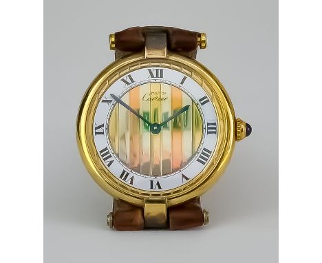 A Lady's Must de Cartier Wristwatch, Quartz Movement, gold plated 30mm diameter case, with bi-coloured gold and white enamel 