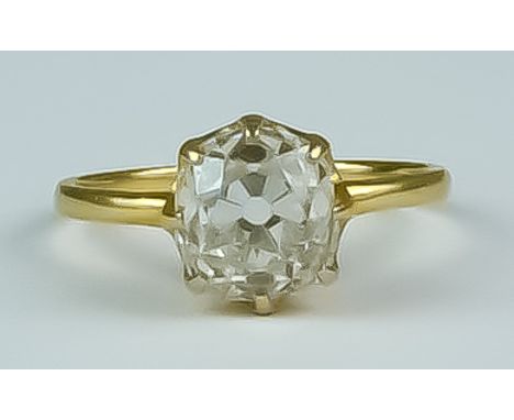 A Solitaire Diamond Ring, Early 20th Century, yellow metal set with an old European cut solitaire diamond, size K, approximat