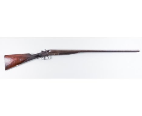 A 10 Bore Side by Side Hammer Action Shotgun, by Adsett of Canterbury, no visible number, 31.5ins Damascus steel barrels with