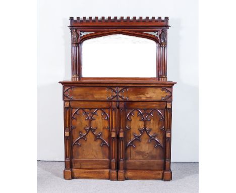 A Victorian Mahogany Gothic Pattern Sideboard, designed by Edward Welby Pugin (1834-1875), for the Granville Hotel, East Clif