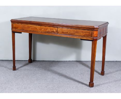 A 19th Century Mahogany Side Table, Inlaid with Satinwood Stringings and Rosewood Bandings, moulded edge to top, with canted 