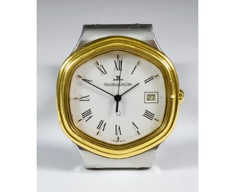 A Gentleman's Jaeger LeCoultre Quartz Watch, 20th Century, bi-metal case, 35mm diameter, the white enamel dial with Roman bat