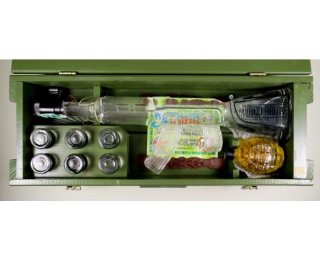 An Unusual Presentation Vodka Firing Set produced by Red Army, resembling AK47 in case, (contents unopened), very limited edi