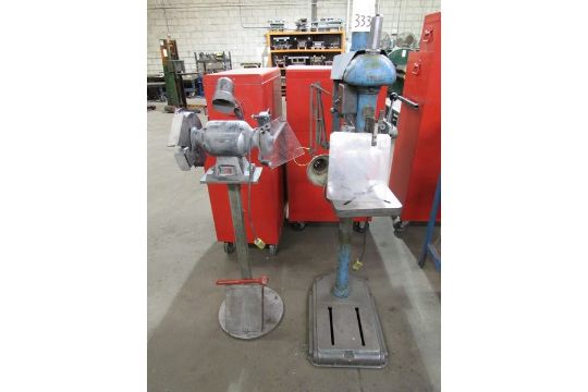 atlas floor standing drill press and 8'' bench grinder on atlas floor standing drill press and 8'' bench grinder on