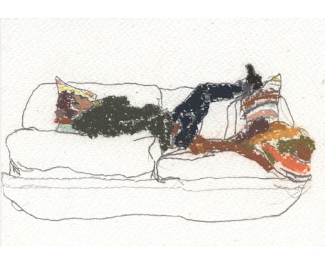 Morag Caister New Sofa 1, 2023 Pencil and soft pastel on paper Signed on Verso 12.5 x 18cm (4¾ x 7 in.)
About
Morag Caister (