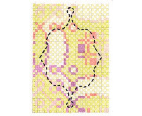 
	
		Cecilia Charlton
		Woven Mosaic (Portal 2), 2023
		Pencil, coloured pencil and cotton thread on paper
		Signed on Verso
