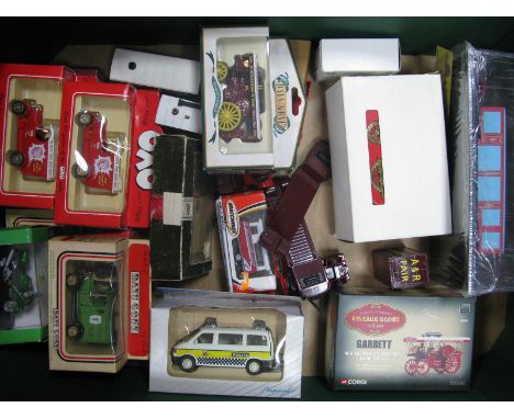 A Corgi Vintage Glory 'Garrett', a matchbox yesteryear Fowler, and Oxford diecast  'Chipperfields', Lledo, among other items.