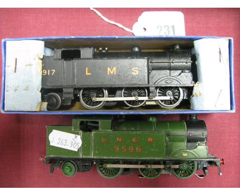 Two Hornby Dublo Three Rail 0-6-2 N2 Locomotives, one R/No. 6917, LMS, one R/No. 9596 LNER, both playworn, one boxed.