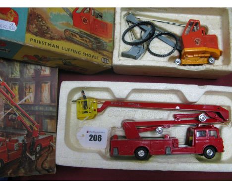 Two Original Corgi Vehicles, no 1127 Simon Snorkel Fire Engine, overall good plus, boxed, plus no 1128 priestman luffing shov