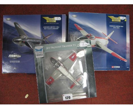 Three Boxed 1:72nd Scale Diecast Model Military Aircraft Sykmax Jet Provost Trainer TS"XW289", Corgi #49803Hawker Hunter MK6 
