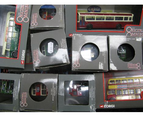Twelve Boxed Corgi 'The Original Omnibus Company' 1:76th Scale Diecast Model Buses, all different.