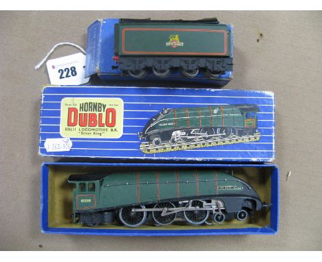 A Hornby Dublo Three Rail A4 4-6-2 'Silver King' R/No. 60016, signs of wear, boxed, rubbing to box, plus eight wheel tender, 