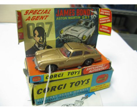 Corgi Toys No.261 James Bond Aston Martin DB5 in Gold, overall good plus some chipping to edges, ejector seat operational, re