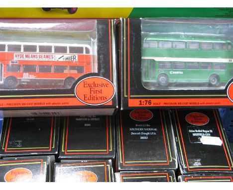 Twelve Boxed EFE 1:76th Scale Diecast Model Buses, all different.