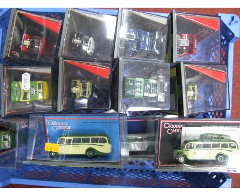 Twelve Boxed Corgi 'The Original Omnibus Company' 1:76th Scale Diecast Model Buses, all different.