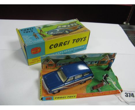 A Corgi Toys No 440 Ford Consul Cortina Super Estate Car With Golfer, caddie and trolley, overall very good plus, boxed with 