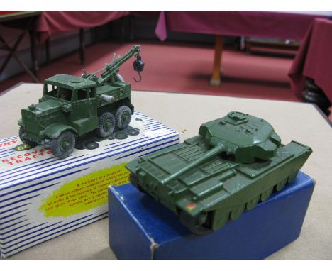 Dinky Supertoys No 661 - Recovery Tractor, fair, boxed, plus No 651 centurion tank, good in box base.