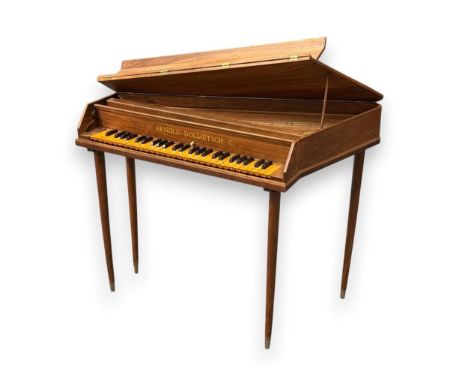 Arnold Dolmetsch walnut cased spinet, early 20th century, 79cm high x 84cm wide