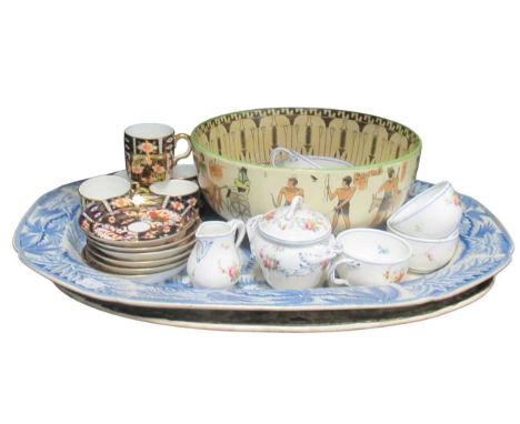 Mixed ceramics to include; Royal Crown Derby part coffee set (5 coffee cans and saucers (AF); Continental porcelain part chil