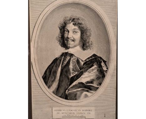 Collection of 19th century mainly portrait engravings, and others, in black and gilt frames (5)