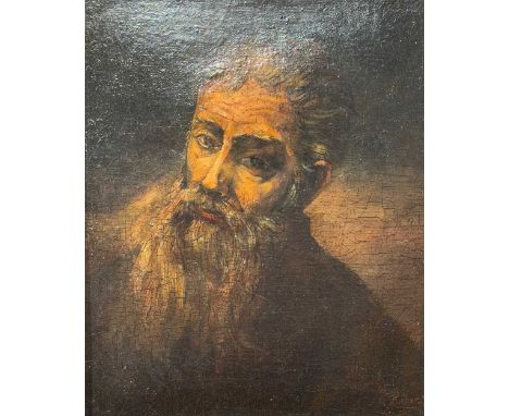 Continental School (19th-20th century) Portrait of an elderly bearded mansigned lower right 'Ribera'oil on open weave canvas5