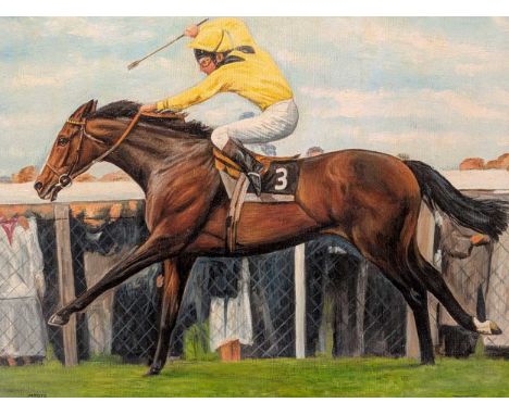 B J Davis (20th Century British) Portrait of the racehorse 'Mtoto' at Newmarketsigned and titledoil on canvas39.5cm x 49cmMto