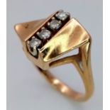 A 14K Yellow Gold Diamond Channel Set Ring. Size L. 5.05g