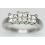 AN 18K WHITE GOLD DIAMOND RING 0.60CT , 4.5G TOTAL WEIGHT, SIZE P. Ref: JR 6 - 1