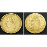 A RARE 1827 GEORGE IV ' BARE HEAD ' SHIELD BACK FULL SOVEREIGN 7.9G. Ref: SC 3062