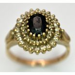 Impressive Antique 9 CARAT GOLD SPINEL and DIAMOND RING. Consisting an Oval Cut SPINEL Cathedral