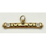 Elegant Dainty 9 CARAT GOLD PENDANT with the word ‘MUM’ set between DIAMONDS. 1.02 grams. 2.8 cm.