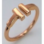 A TIFFANY & CO 18K ROSE GOLD T RING 3.1G TOTAL WEIGHT, SIZE K RRP £1200. Ref: A/S 1203