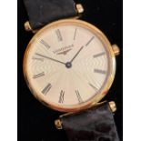 Ladies LONGINES LE GRANDE CLASSIQUE WRISTWATCH. Gold Plated . Black crocodile strap. Quartz