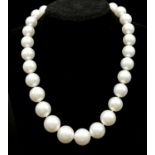 A top quality pearl necklace by ANGEPERIE, graduating size 12.4 to 16.9 mm, perfectly spherical,