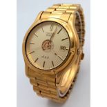 An Interesting Vintage Seiko Quartz AGS Gents Watch. Model 7M22. Gold plated bracelet and case -