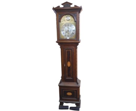 A 19th century mahogany cased J. Cameron &amp; Son, Kilmarnock grandfather clock with brass ormolu mounted face with silvered