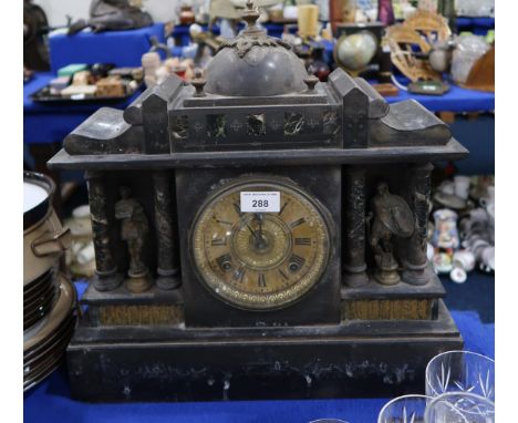 A large slate mantel clock Condition Report:Available upon request