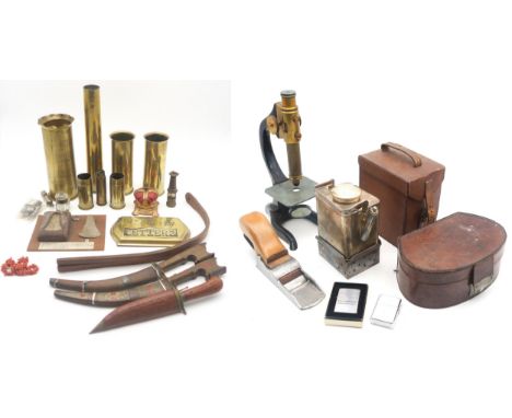 A mixed lot, to include a leather cased travel kettle by Asprey of New Bond Street, a woodworking plane by Stormont of Sheffi