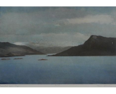 TOM MACKENZIE (SCOTTISH 1947-2018) &nbsp;KNOYDART FROM SKYE &nbsp;Etching in colours, signed lower right, 33 x 47cm Condition