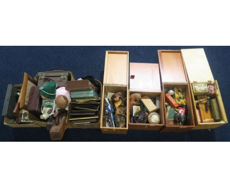 A large and eclectic lot of collectable odds, including a leather doctor's case by Plucknett &amp; Co., London; two large woo