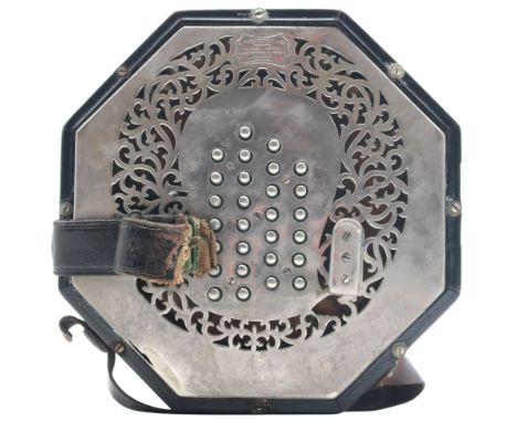 C. WHEATSTONE &amp; CO CONCERTINA c.1905, serial 23792, pierced metal ends, 56 button, 6 bellows, English concertina, no case