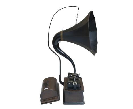 An Edison Home Phonograph, marked 'Thomas A. Edison at Orange, N. J. USA', serial number 320686, with large painted Cygnet No