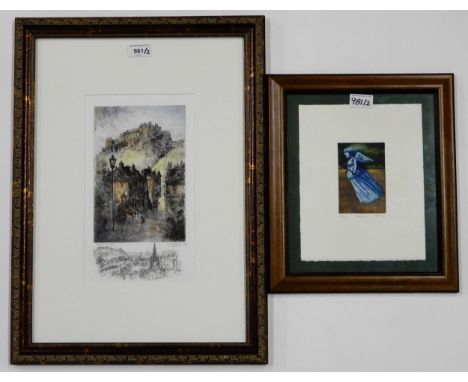 MICHAEL BOND (BRITISH CONTEMPORARY)&nbsp; &nbsp;EDINBURGH CASTLE &nbsp;Drypoint and pencil, signed lower right, numbered 16/5