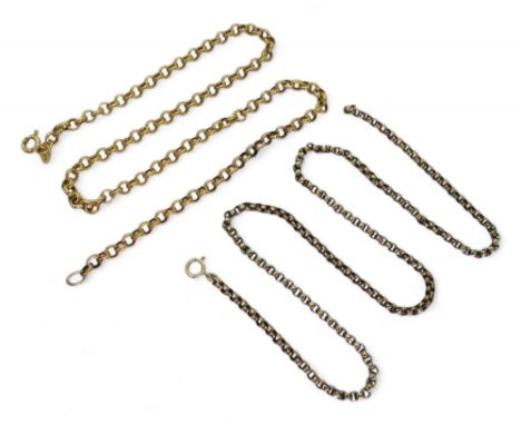 A vintage 40cm facet cut belcher chain, together with a 9ct gold modern example length 38cm, weight together 8gms Condition R
