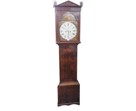 A 19th century mahogany cased John Todd, Glasgow grandfather clock with painted dial depicting the four seasons with white pa