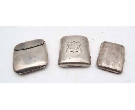 A silver cigarette case, by Henry Matthews, Birmingham 1903, another by Joseph Gloster &amp; Co, Birmingham 1934, and a monog