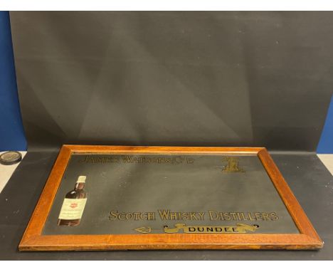 A James Watson &amp; Co. Ltd Scotch Whisky Distillers of Dundee part pictorial advertising mirror, 38 x 25 1/2".
