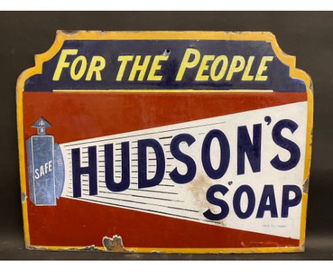 An early Hudson's Soap 'For The People' enamel sign, 19 3/4 x 15".